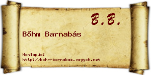Bőhm Barnabás névjegykártya